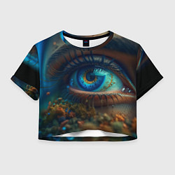 Футболка 3D укороченная женская Неоновый глаз, цвет: 3D-принт