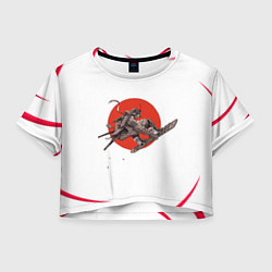 Футболка 3D укороченная женская Кибер-самурай, цвет: 3D-принт