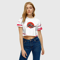 Футболка 3D укороченная женская Кибер-самурай, цвет: 3D-принт — фото 2