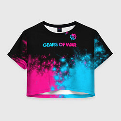Футболка 3D укороченная женская Gears of War - neon gradient: символ сверху, цвет: 3D-принт
