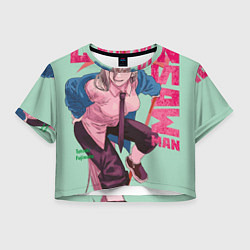 Футболка 3D укороченная женская Power Chainsaw, цвет: 3D-принт