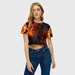Футболка 3D укороченная женская Огонь и искры, цвет: 3D-принт — фото 2