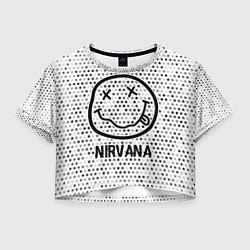 Футболка 3D укороченная женская Nirvana glitch на светлом фоне, цвет: 3D-принт
