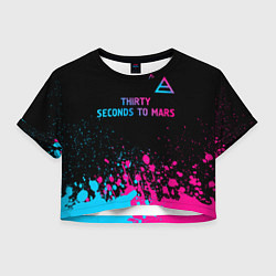 Футболка 3D укороченная женская Thirty Seconds to Mars - neon gradient: символ све, цвет: 3D-принт
