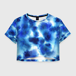 Футболка 3D укороченная женская Акварельные абстрактные пятна напоминающие космос, цвет: 3D-принт