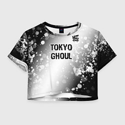 Футболка 3D укороченная женская Tokyo Ghoul glitch на светлом фоне: символ сверху, цвет: 3D-принт