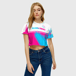 Футболка 3D укороченная женская Elden Ring neon gradient style: символ сверху, цвет: 3D-принт — фото 2