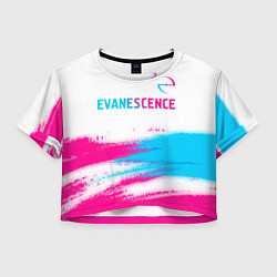 Футболка 3D укороченная женская Evanescence neon gradient style: символ сверху, цвет: 3D-принт