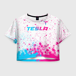 Женский топ Tesla neon gradient style: символ сверху