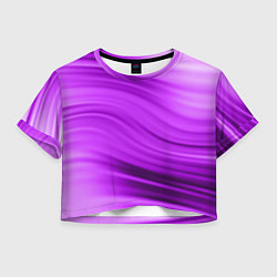 Футболка 3D укороченная женская Розово фиолетовый абстрактный узор волны, цвет: 3D-принт