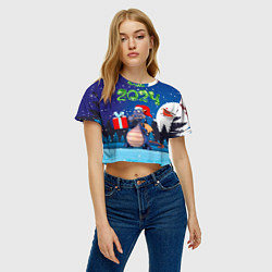 Футболка 3D укороченная женская Cиний дракон, цвет: 3D-принт — фото 2