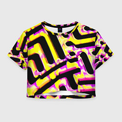 Футболка 3D укороченная женская Абстракция - лабиринт, цвет: 3D-принт
