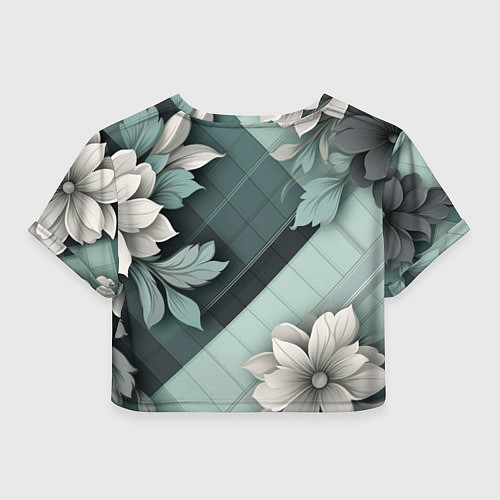 Женский топ Мятная клетка и цветы / 3D-принт – фото 2