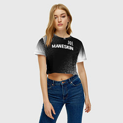 Футболка 3D укороченная женская Maneskin glitch на темном фоне посередине, цвет: 3D-принт — фото 2