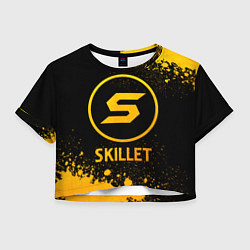 Футболка 3D укороченная женская Skillet - gold gradient, цвет: 3D-принт