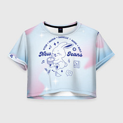 Футболка 3D укороченная женская Newjeans bunny, цвет: 3D-принт