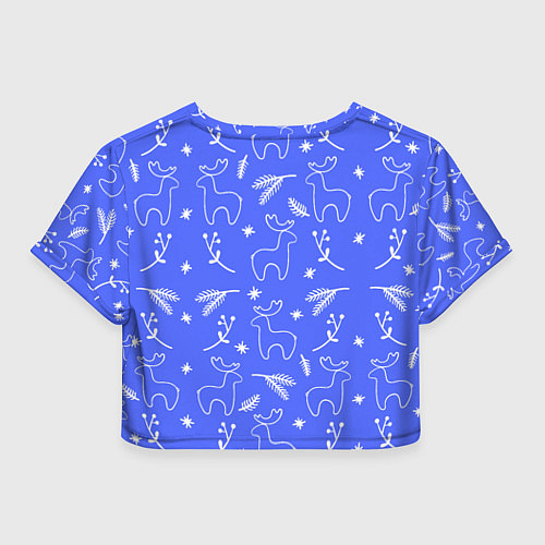 Женский топ Синий рождественский принт с оленями / 3D-принт – фото 2