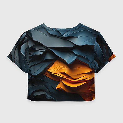 Женский топ Темная текстура с желтой вставкой / 3D-принт – фото 2