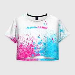 Женский топ Assassins Creed neon gradient style посередине