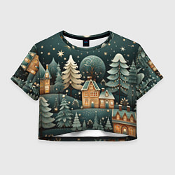 Женский топ Снежная деревня в праздничном наряде