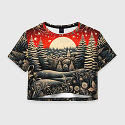 Женский топ Новогодняя сказка зимний рисунок