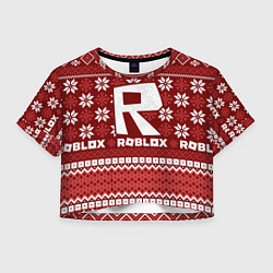 Футболка 3D укороченная женская Roblox christmas sweater, цвет: 3D-принт
