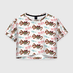 Футболка 3D укороченная женская Паттерн с русским драконом, цвет: 3D-принт