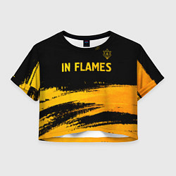 Футболка 3D укороченная женская In Flames - gold gradient посередине, цвет: 3D-принт