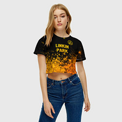 Футболка 3D укороченная женская Linkin Park - gold gradient посередине, цвет: 3D-принт — фото 2