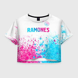 Женский топ Ramones neon gradient style посередине