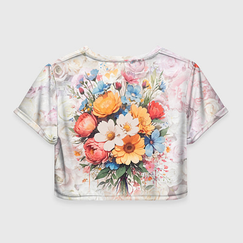 Женский топ Лучшая мама с букетом цветов / 3D-принт – фото 2
