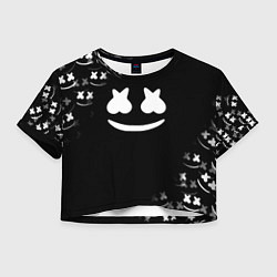 Футболка 3D укороченная женская Marshmello black collection, цвет: 3D-принт