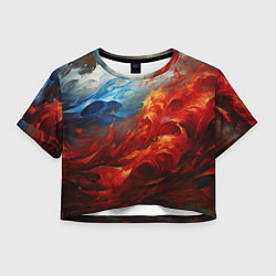 Женский топ Абстрактный белый синий красный дым