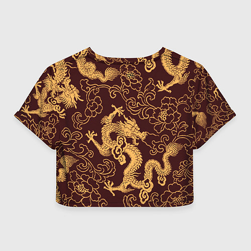 Женский топ Черно-золотая гравюра дракона / 3D-принт – фото 2