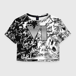Футболка 3D укороченная женская GTA 6 чб, цвет: 3D-принт