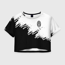 Футболка 3D укороченная женская Juventus black sport texture, цвет: 3D-принт