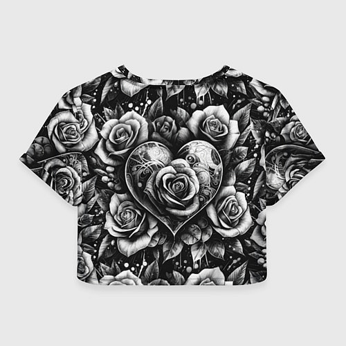 Женский топ Черно белое сердце и розы / 3D-принт – фото 2