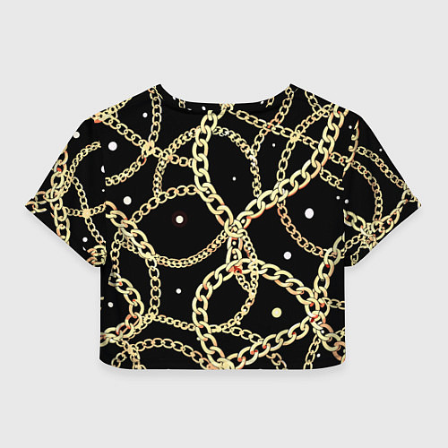 Женский топ Золотые цепи на черном - ювелирные украшения патте / 3D-принт – фото 2