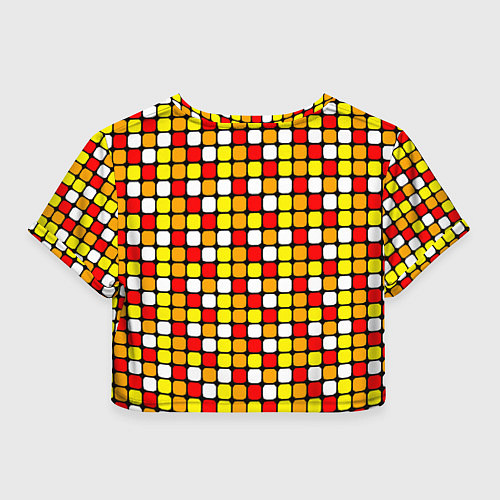Женский топ Красные, жёлтые и белые квадраты / 3D-принт – фото 2