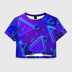 Футболка 3D укороченная женская Neon Pattern colored, цвет: 3D-принт