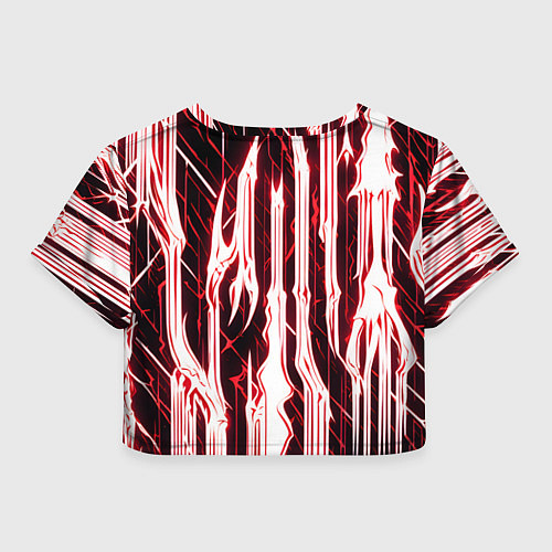 Женский топ Красные неоновые полосы на чёрном фоне / 3D-принт – фото 2