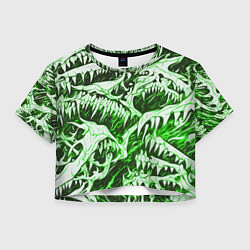 Женский топ Белые клыки на зелёном фоне