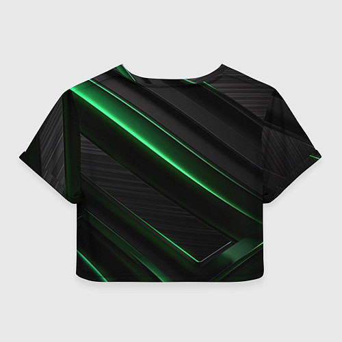Женский топ Зеленые яркие полосы черная абстракция / 3D-принт – фото 2