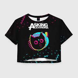 Футболка 3D укороченная женская Asking Alexandria - rock star cat, цвет: 3D-принт