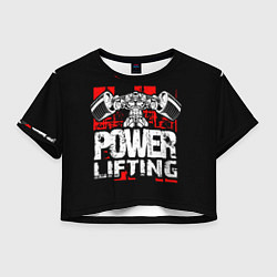 Футболка 3D укороченная женская Пауэрлифтинг монстер, цвет: 3D-принт
