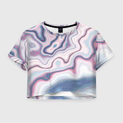 Футболка 3D укороченная женская Мраморные разводы, цвет: 3D-принт