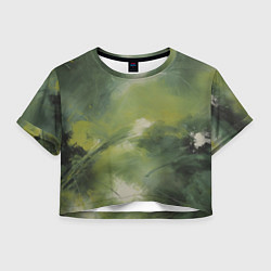 Футболка 3D укороченная женская Зеленая палитра, цвет: 3D-принт