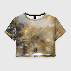 Футболка 3D укороченная женская Желто черная абстракция, цвет: 3D-принт