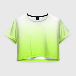 Футболка 3D укороченная женская Бело-салатовый градиент, цвет: 3D-принт