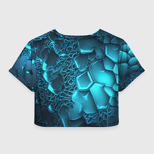 Женский топ Palworld логотип на ярких синих неоновых плитах / 3D-принт – фото 2